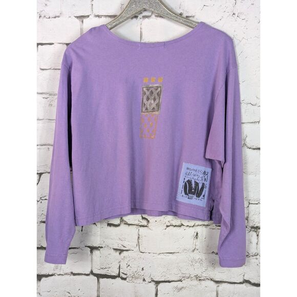 VINTAGE 1997 BLUE FISH Breathe Life Always Awakening Organic Cotton Tee Boxy OS - Picture 4 of 9